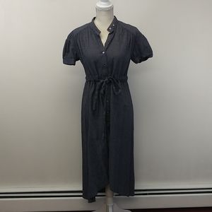 Free People Blue and White 99% Cotton Button-up Dress